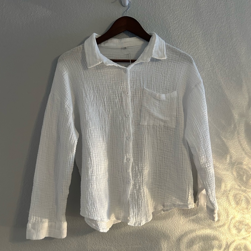 Men's White Textured Shirt